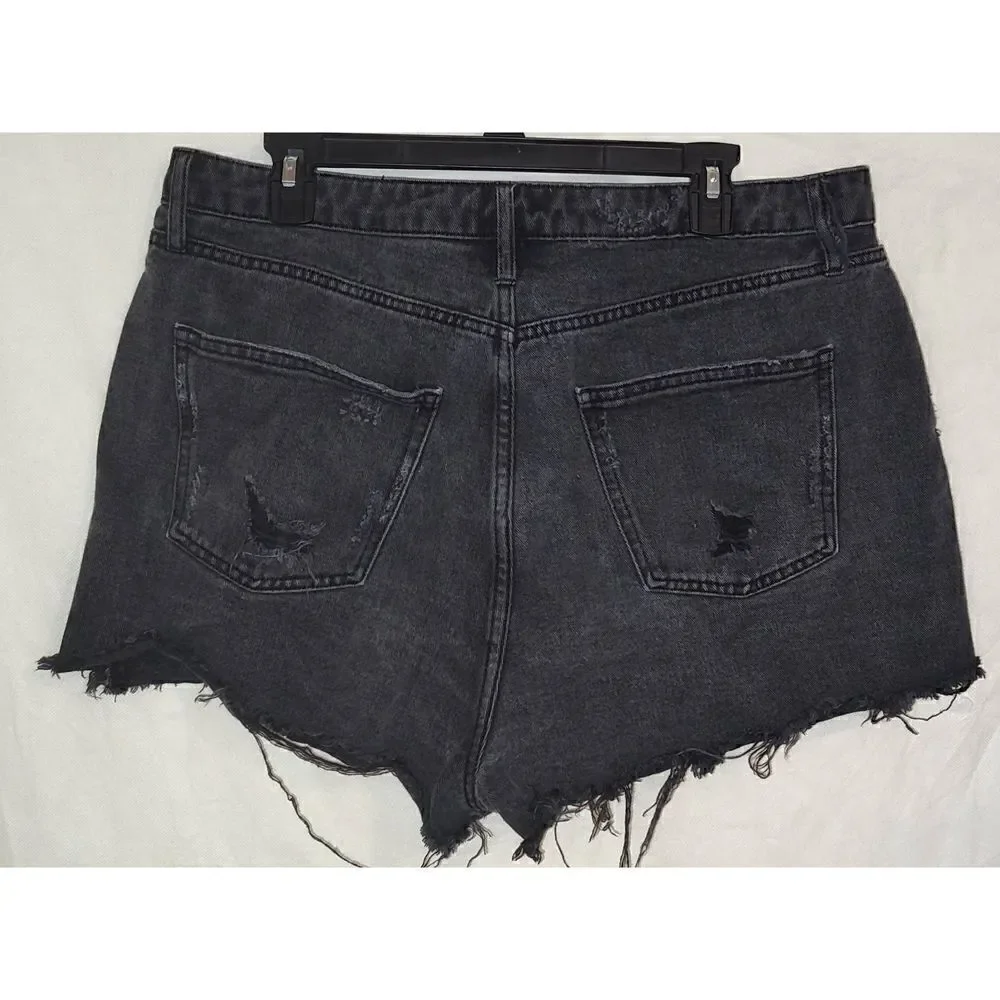 WILD FABLE Button fly Black Jean cut off shorts distressed Size 14